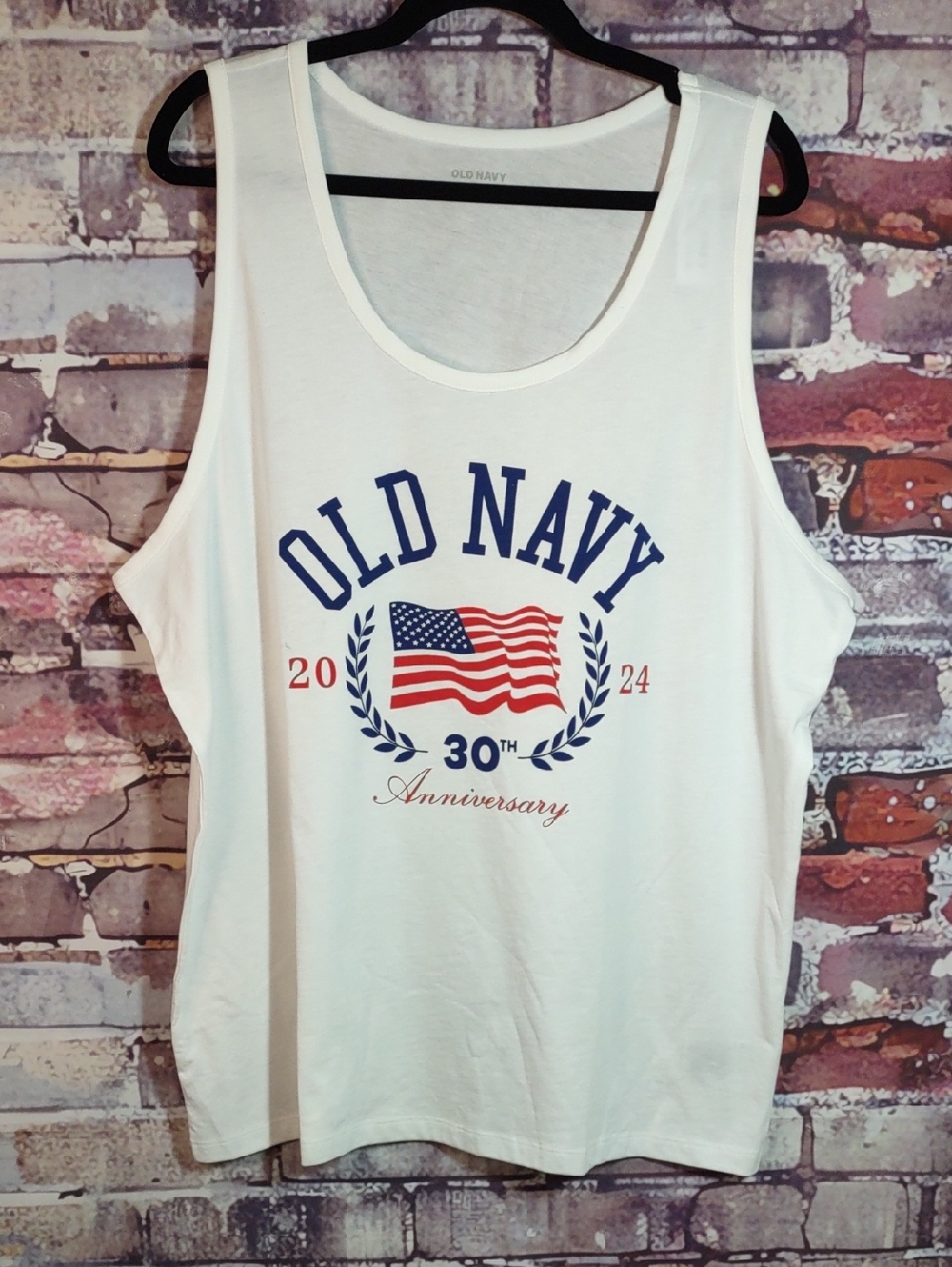 Old Navy 30th Anniversary Tank With Flag Graphic